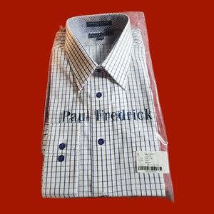 Paul Fredrick Finest Long Staple Cotton Dress Shirt Blue and White NWT
